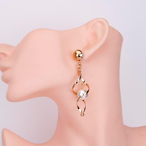 Round Drop Earring for Women Alloy Trendy Earrings Circle-JW01440-Veeddydropshipping