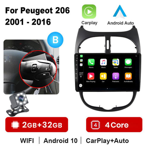 For Peugeot 206 2001 - 2016 Car Radio Multimedia Video Player-AM00650-Veeddydropshipping