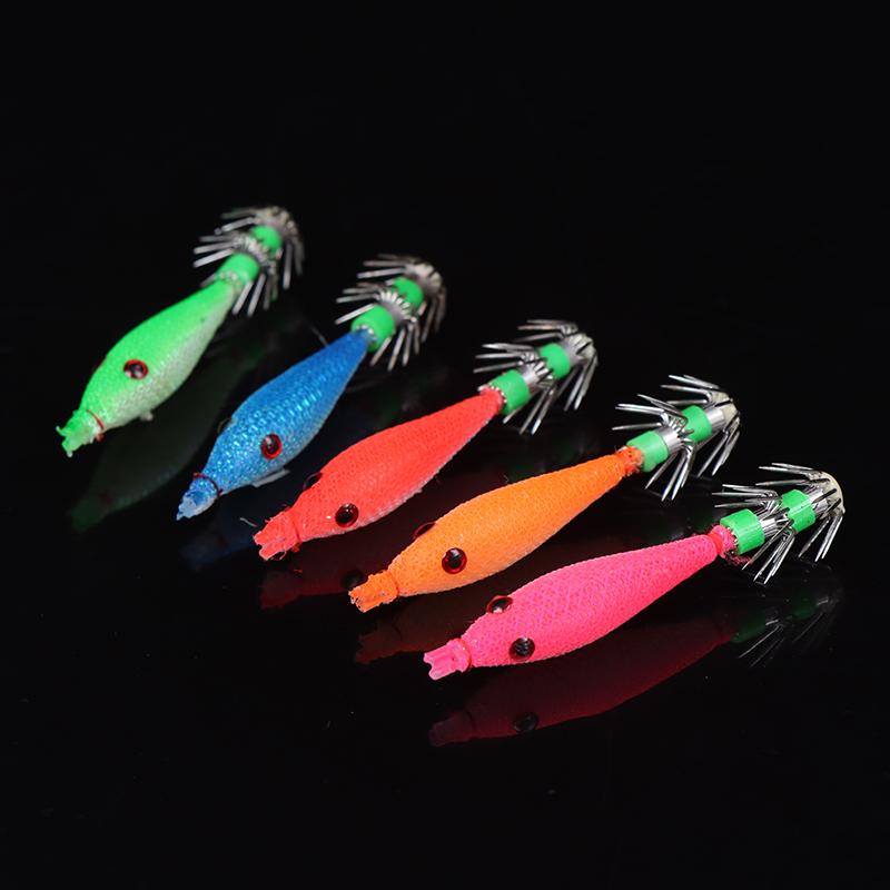 Fishin Tackle 5Pcs 7cm Squid Jigs with 4# Hook Soft Fishing Squid Lures 6 colors-OS00497-Veeddydropshipping