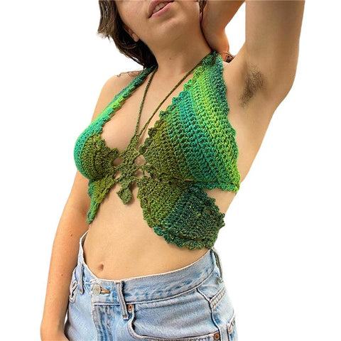 Women Print Knitted Crop Camisole Fairy Sleeveless Backless Streetwea-Veeddydropshipping