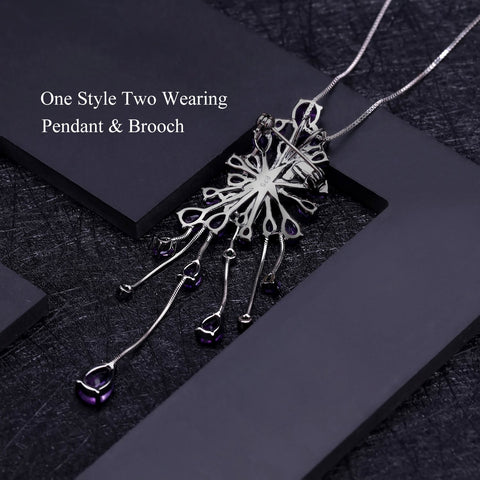 Natural Amethyst Gemstone Pendants 925 Sterling Sliver Necklace -JW00094-Veeddydropshipping