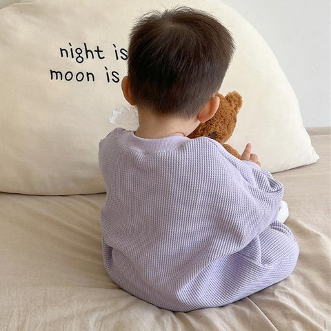 Newborn Baby Boy Waffle Jumpsuit Spring Autumn Girl Solid-TB00306-Veeddydropshipping