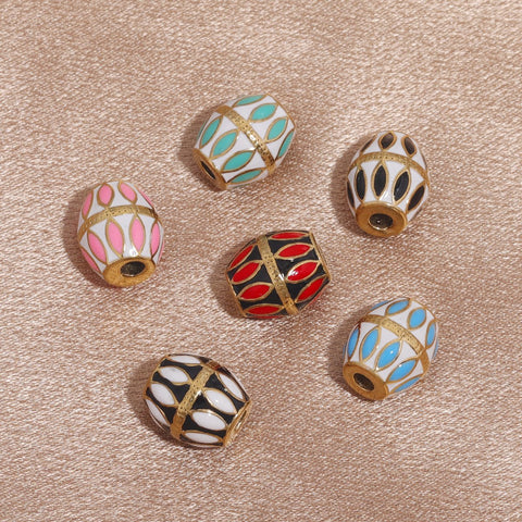 Steel Enamel Ball Shape Beads Spacer Oval Bead for DIY -JW01545-Veeddydropshipping