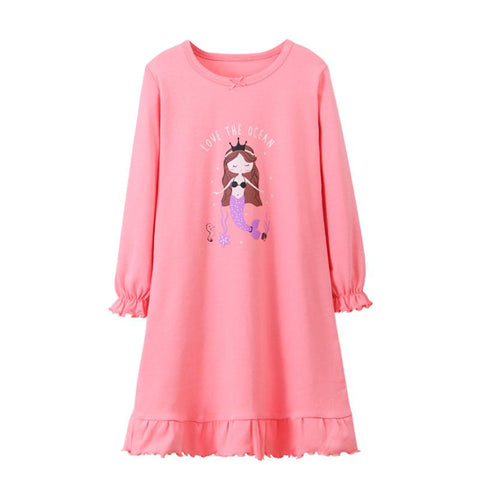 Girl Strawberry Mermaid Design Nightgown Dress Children Pajama-TB01047-Veeddydropshipping