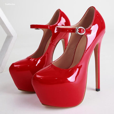 Platform Stiletto Women Sandals Ankle Strap High Heels Patent-BS00880-Veeddydropshipping