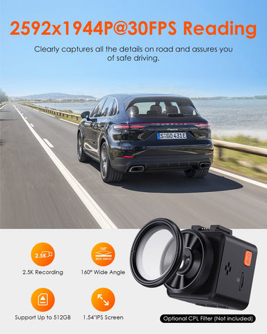 Vantrue Element1 Voice Controlled Black Box Dash Cam Wireless Hotkeys-AM00575-Veeddydropshipping