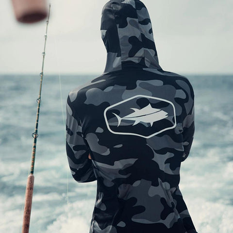 Summer Men&#39;s Hooded Long Sleeve Performance Fishing Shirts Jersey -OS00604-Veeddydropshipping