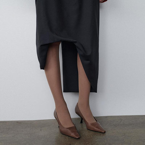Wool Mohair Solid Color Irregular Midi Skirt-WF00404-Veeddydropshipping