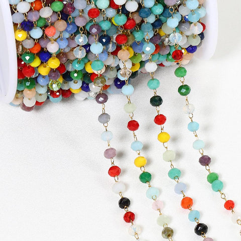 Crystal Stone Stainless Steel Chain for Chain Jewelry Making DIY-JW01587-Veeddydropshipping
