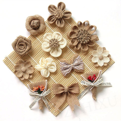 Handmade Jute Burlap Hessian Ribbon Bow-HA00607-Veeddydropshipping