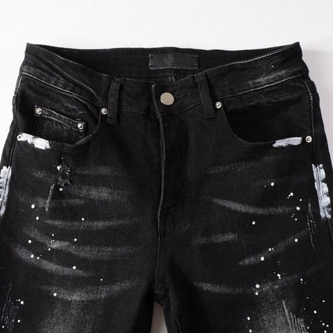 Fashion Style Slim Fit Painted Cut The Knee-MF00664-Veeddydropshipping
