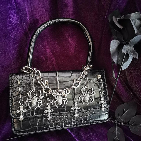 Women Metal Punk Rock Small Handbag Woman Spider Cross-BS00129-Veeddydropshipping