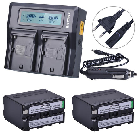 2Pcs 7200mAh NP F970 NP-F960 Power Indicator Battery Batterie +Ultra Fast -CE00496-Veeddydropshipping