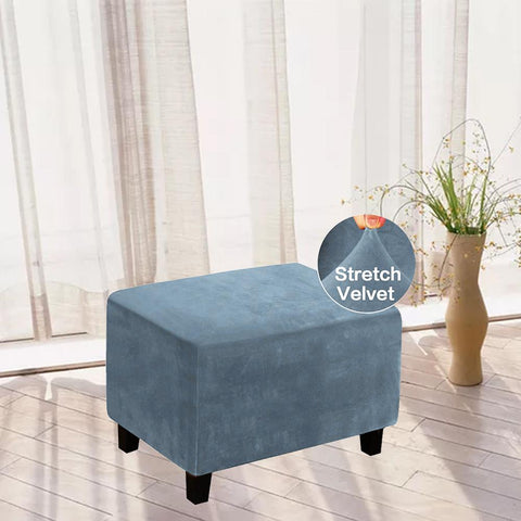 Velvet Rectangle Ottoman Stool Cover-HA00542-Veeddydropshipping