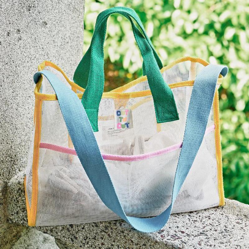 2023 summer New Vacation Contrast Color Mesh Large-capacity-TB00196-Veeddydropshipping