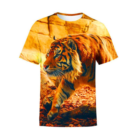 Summer Fashion Unisex Animal Cool Cartoon Tiger T-shirt Children Boys-TB01177-Veeddydropshipping