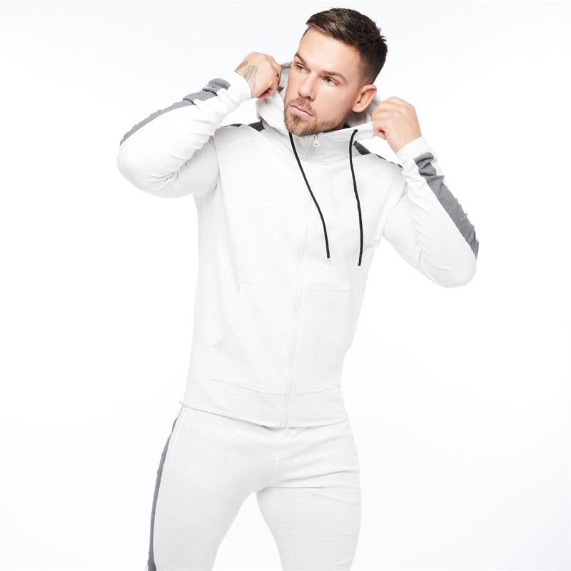 Cotton Zip Hoodie Colorblock Solid Color Casual-Veeddydropshipping