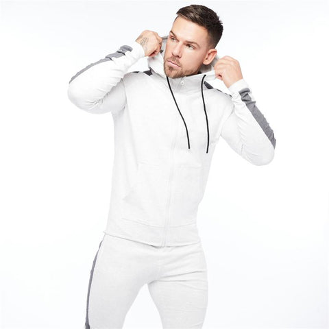 Cotton Zip Hoodie Colorblock Solid Color Casual-Veeddydropshipping