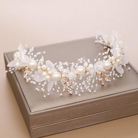 Flowers Hair Band Pearl Wedding Headbands  Jewelry -JW00552-Veeddydropshipping