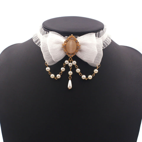 Women Bow Tie Necklace Korean-WF01210-Veeddydropshipping