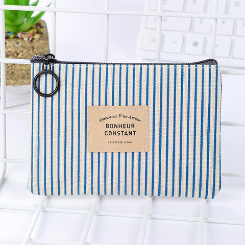 Data Cable Organizer Coin Bag Purse Women Stripe Coin Money Card Holder Wallet Case Zipper-PA00901-Veeddydropshipping