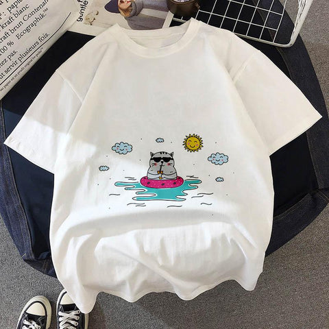 Kids T Shirt Kawaii Fat Cat New Summer Cute Fashion Children T-shirt-TB01126-Veeddydropshipping