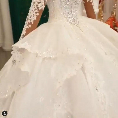 Wedding Dresses Crystal Rhinestone Lace-WF01418-Veeddydropshipping