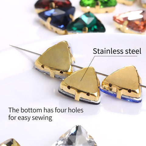 Glass Strass Rhinestones Triangles Claw Sewing Accessories-HA00042-Veeddydropshipping