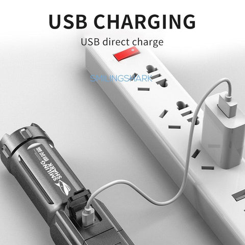 Flashlight Outdoor Lighting Lamp Telescopic Zoom Strong Light Flashlight USB-TI00787-Veeddydropshipping