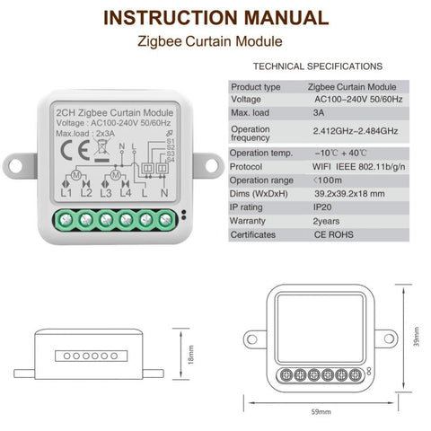 Tuya Zigbee Mini Roller Shutter Electric Motor Switch Wireless Remote-TI01066-Veeddydropshipping