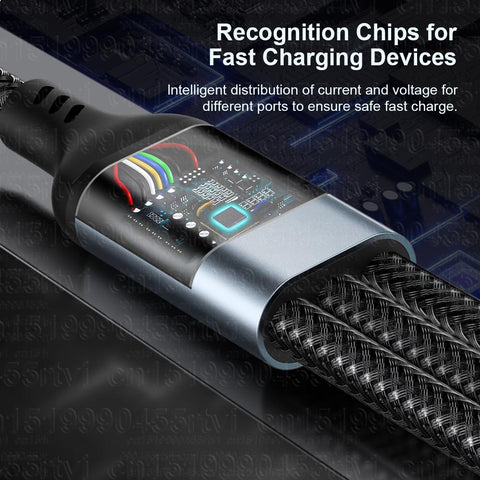 6A 3 in 1 SuperCharging Cable Micro USB Type-C Fast Charger Micro USB Type-C Data Cable-PA00436-Veeddydropshipping