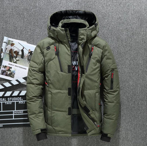 Duck Thick Men&#39;s Down Jacket Snow Parkas Male Warm Hooded-MF01225-Veeddydropshipping