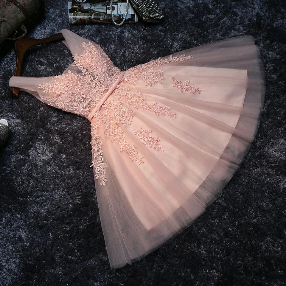 Elegant Sexy Prom Dress Short V Neck-WF01552-Veeddydropshipping