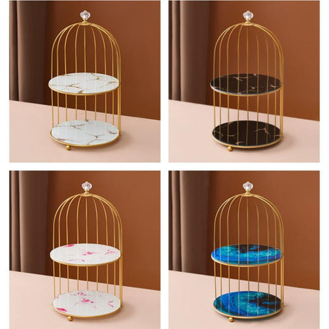 Metal Bird Cage Cosmetic Storage Organizer Lipstick-HA00790-Veeddydropshipping