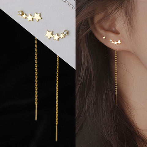 Pearl Long Earrings Female Moon Star Flower Rhinestone  -JW00163-Veeddydropshipping