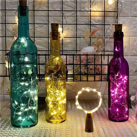 10pcs Wine Bottle Light with Cork LED String Lights Garland Christmas-TI00932-Veeddydropshipping