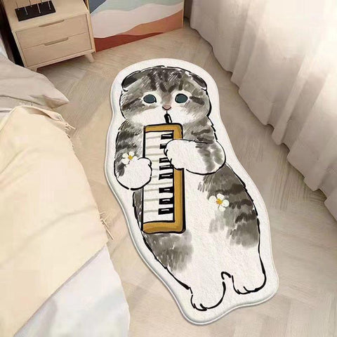 Funny Cat Mat Bedside Soft Cartoon Floor Mat-HA00492-Veeddydropshipping