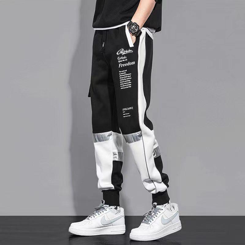 Casual Men Ribbons Harem Jogging Letter Pants Male-Veeddydropshipping
