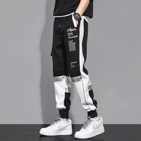 Casual Men Ribbons Harem Jogging Letter Pants Male-Veeddydropshipping