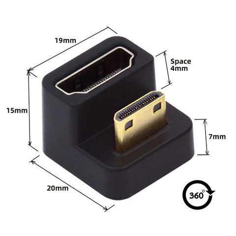 360 Degree Down UP Opposite U Shape Back Angled Mini HDMI 1.4 Male to HDMI -CE00235-Veeddydropshipping