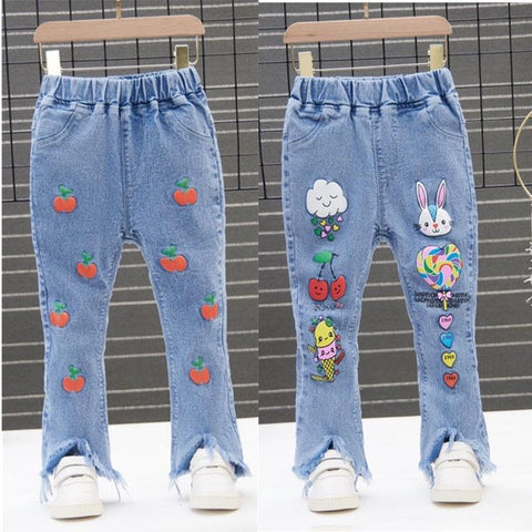 Kids Girls Denim Jeans Pants Spring Autumn Trousers Elastic Waistband-TB01246-Veeddydropshipping