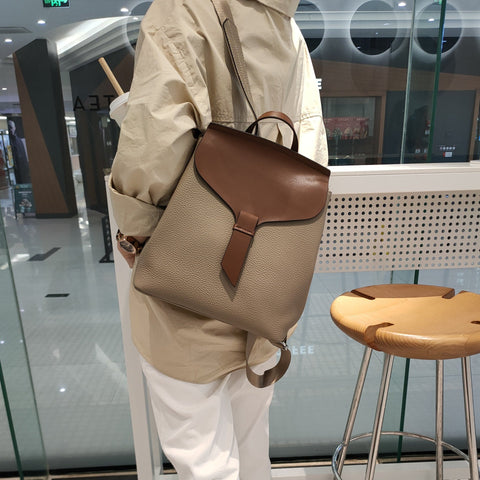 School Book Bag All-match Real Leather Women&#39;s Backpack High-BS00040-Veeddydropshipping