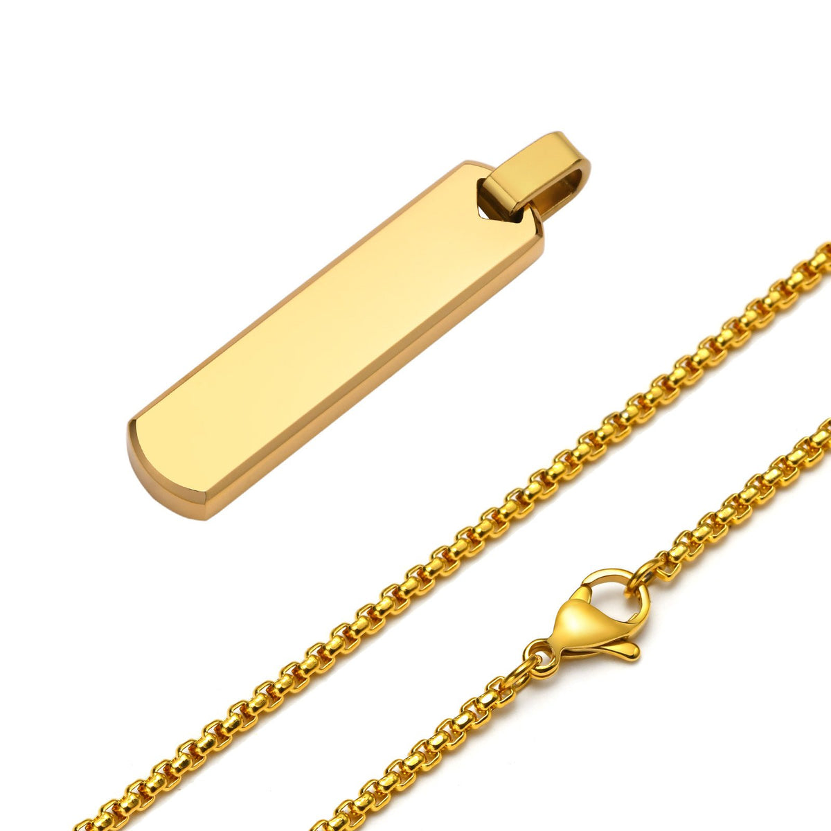 Necklace for Men Geometric Vertical Bar Pendant with A-Z Letters -JW01182-Veeddydropshipping