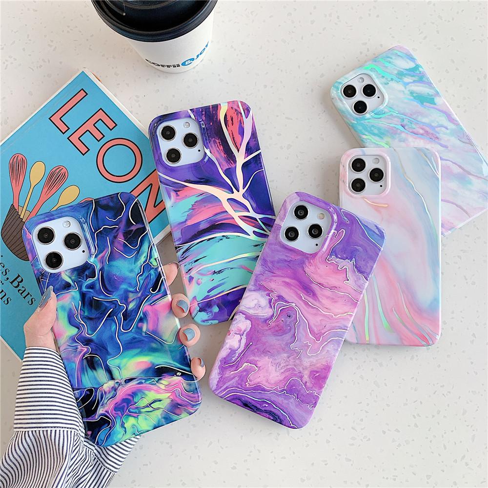 Laser Gradual Color Marble Phone Case For iphone 14 Pro Max 13 Pro 12 11 14 Plus-PA00183-Veeddydropshipping