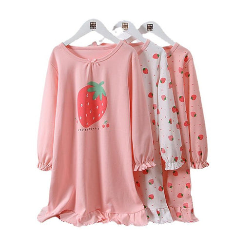 Girl Strawberry Mermaid Design Nightgown Dress Children Pajama-TB01047-Veeddydropshipping