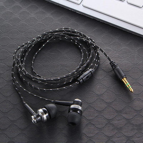 Wired Earphone Stereo Weave Cable Earphone Headset-Veeddydropshipping