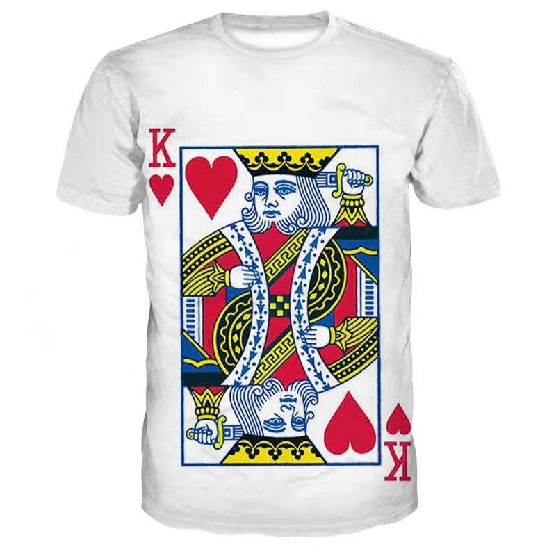 Card Print T Shirt Red Star K Poker-MF00122-Veeddydropshipping