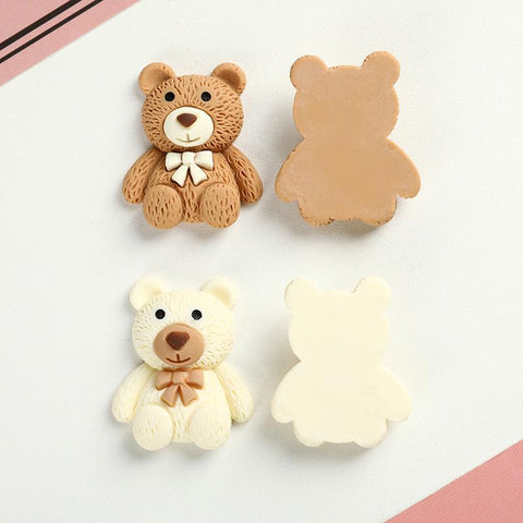 Caroon Bear Resin Cabochon Flatbacks Bows Accessories-HA00340-Veeddydropshipping