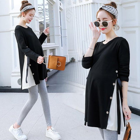 Korean Fashion Cotton Maternity T-shirt Casual Clothes for Pregnant Women Long-TB00561-Veeddydropshipping