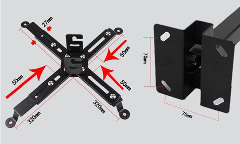Black Color Projector Ceiling Mount Adjustable 43 To 65cm Roof Bracket -CE00857-Veeddydropshipping